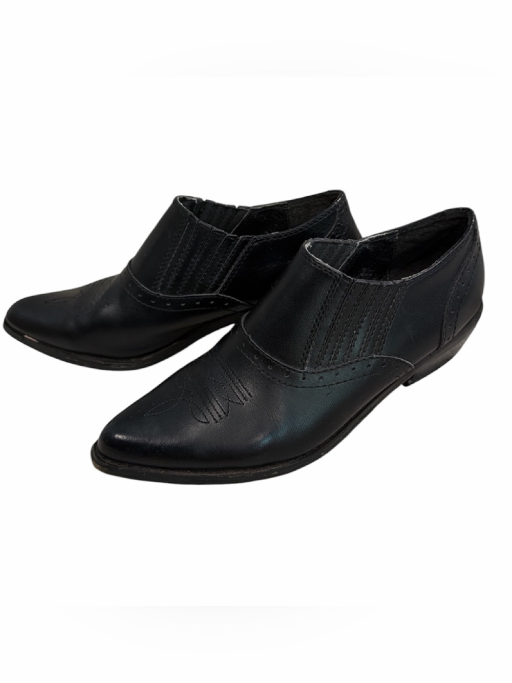 dingo Women’s Black Leather Slip-On Booties‎